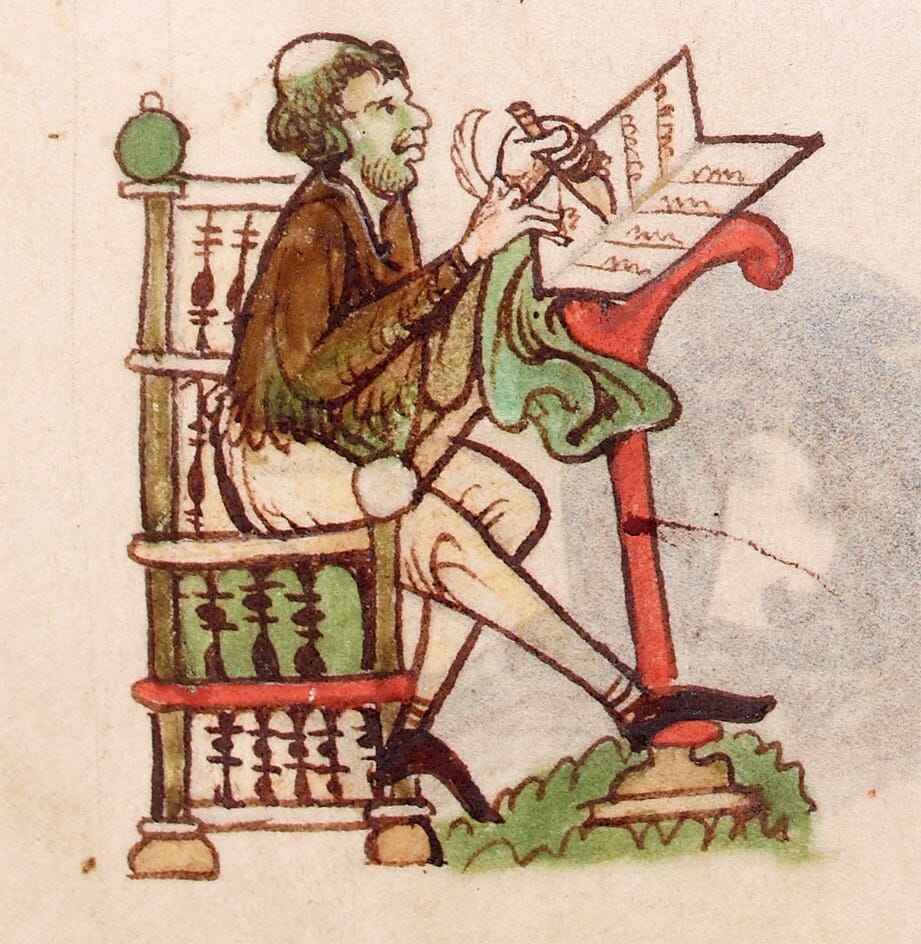 J 13 July Medieval Scribe Courtesy of the NLI